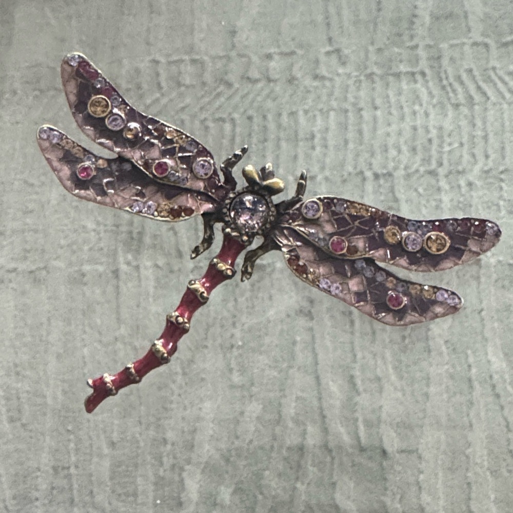 HOST PICK⭐️ Jay Strongwater Dragonfly Brooch Rhinestones Enamel Vintage - RARE